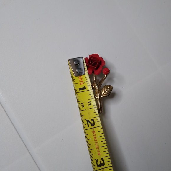 Vintage Little Metal Red Rose Brooch - Picture 13 of 14